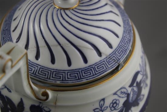 A pair of Copeland blue and white bone china oviform vases and covers, late 19th century, 30cm
